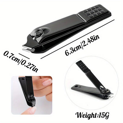 black stainless steel nail clipper with nano glass file polishing nail file manicure tool set