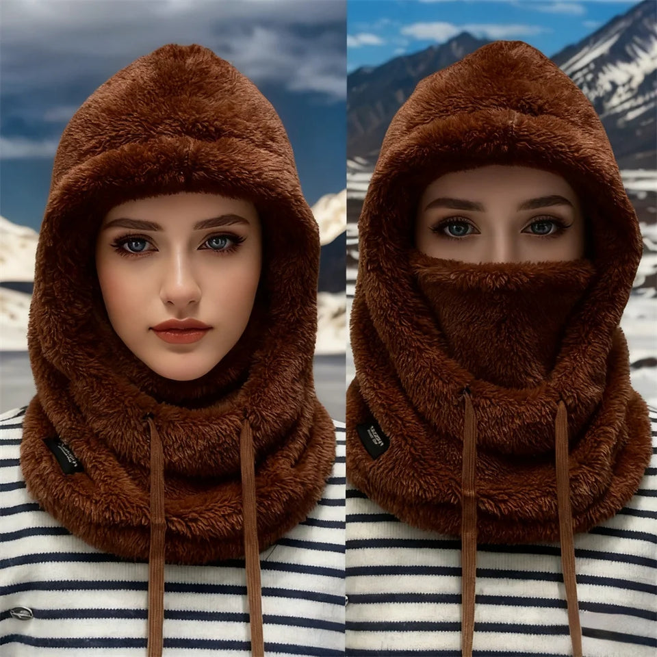 Winter Faux Fur Hat with Removable Face Mask – Windproof Cotton Trapper Hat for Men & Women (5 Colors)