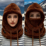 Winter Faux Fur Hat with Removable Face Mask – Windproof Cotton Trapper Hat for Men & Women (5 Colors)