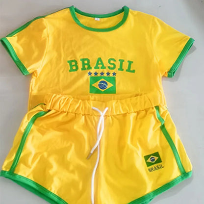 Brasil 2026 Y2K Crop Top & Shorts Set – Women's Football Fan Outfit | Vintage Grunge Style | S-L