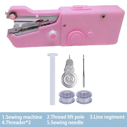 Portable Sewing Machine Manual Handheld Rope-free Electric Quick Build DIY Apparel Supplies Arts Crafts Home Garden Mini