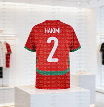 Morocco 2026 Home Jersey – Hakimi No.2 | Men's & Kids' Football Fan Outfit | Breathable Polyester | S-6XL