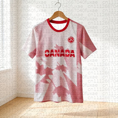 2026 Canada Football Jersey Sports Casual T-Shirt Breathable Quick Dry Elastic Daily Training Top for Family Matching Kids Tops