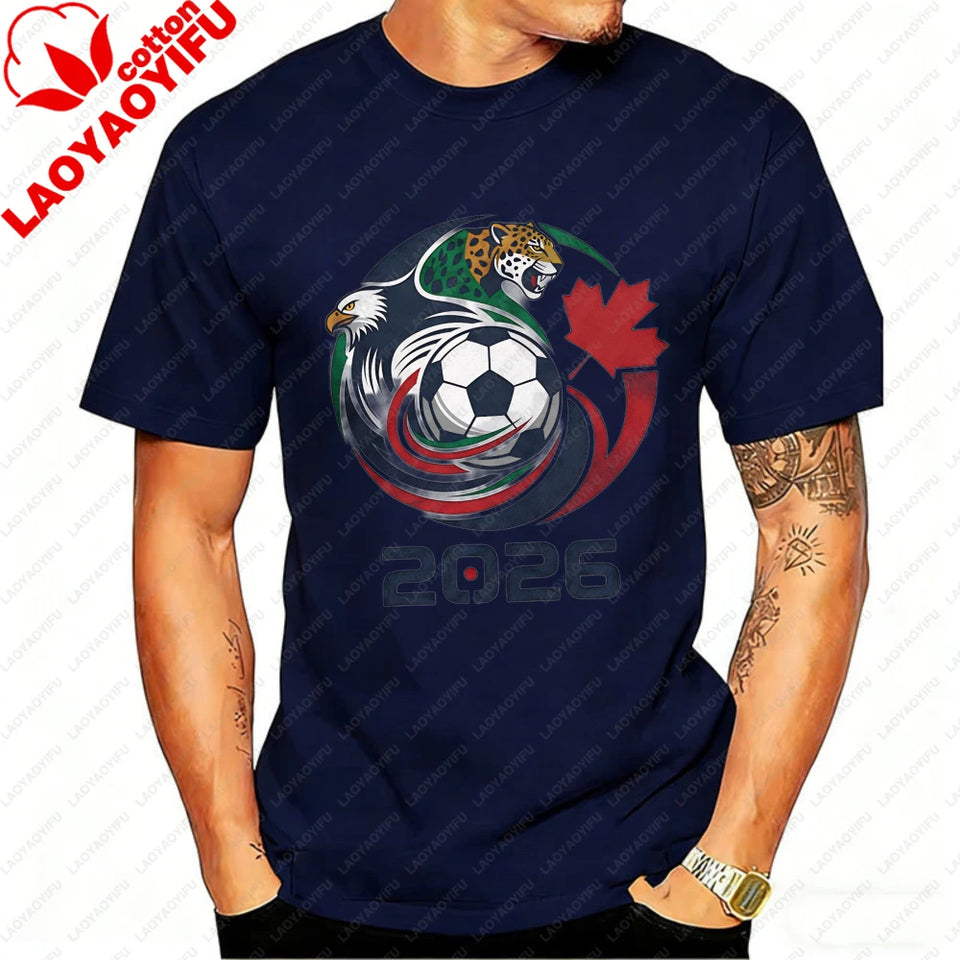 World Cup 2026 Soccer T-Shirt – USA Canada Mexico | Eagle & Jaguar Graphic Tee | XS to XXXL
