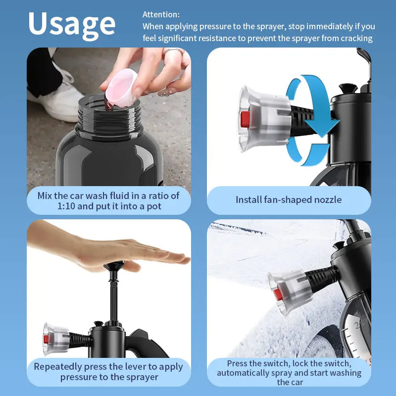 2L Car Foam Spray Lance – High Pressure Hand Pump for Auto, Home & Garden Cleaning