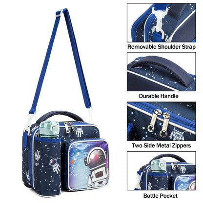 Lunch Bag Kids Insulated Lunch Tote Bag for Boys and Girls with Adjustable Shoulder Strap and Durable Handle