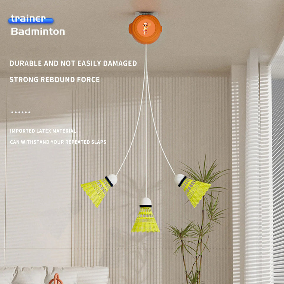 Automatic Retractable Badminton Trainer Solo Practice Rebounder with Adjustable Speed for All Skill Levels Home Office Practice