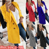 New Plus Size 4XL 5XL Women's Autumn Coat Woollen Blends Overcoats 2023 Winter Long Sleeve Casual Oversize Outwear Jackets Coat