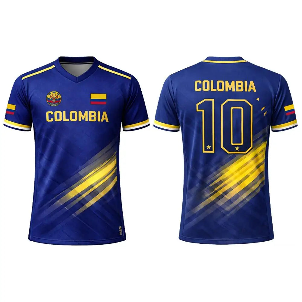 2026 New Columbia Flag Print Soccer Jersey Men's Breathable Sports V-neck T-Shirt Unisex Training Casual Streetwear Fan Gift Top
