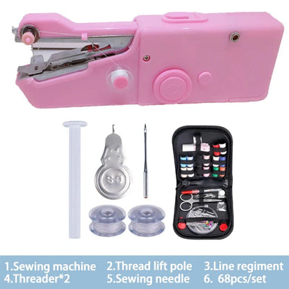Portable Sewing Machine Manual Handheld Rope-free Electric Quick Build DIY Apparel Supplies Arts Crafts Home Garden Mini