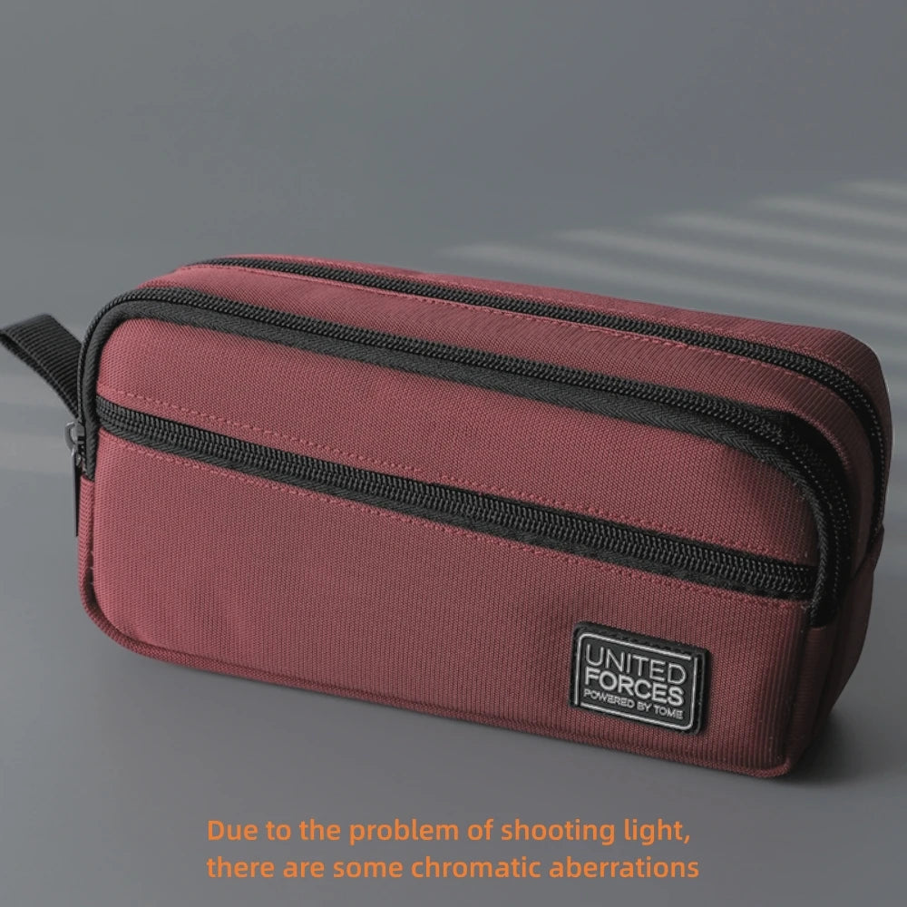 portable three-layer large capacity pencil bag boy canvas pen case school office supplies storage bag waterproof stationery bag