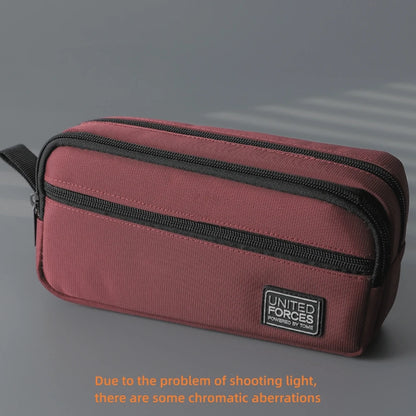 portable three-layer large capacity pencil bag boy canvas pen case school office supplies storage bag waterproof stationery bag