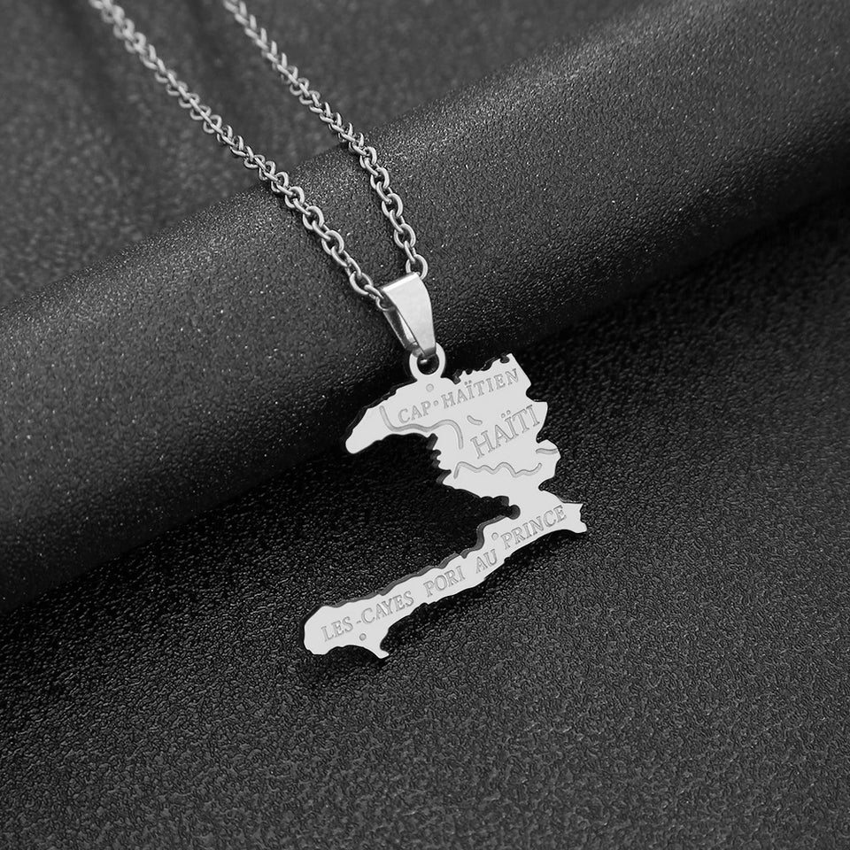 Fashion Best-selling Stainless Steel Enamel Haiti Necklace Unisex Geometric Titanium Steel Pendant Couple Necklaces