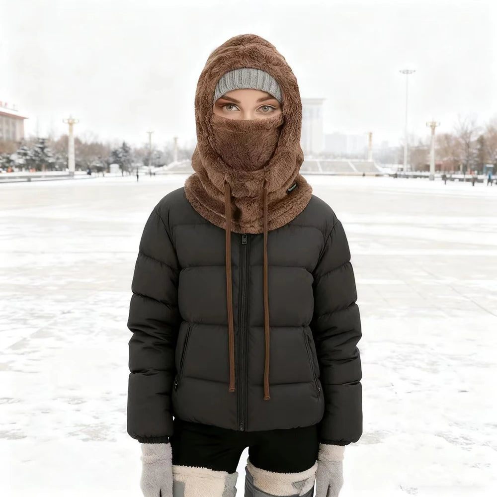 Winter Faux Fur Hat with Removable Face Mask – Windproof Cotton Trapper Hat for Men & Women (5 Colors)