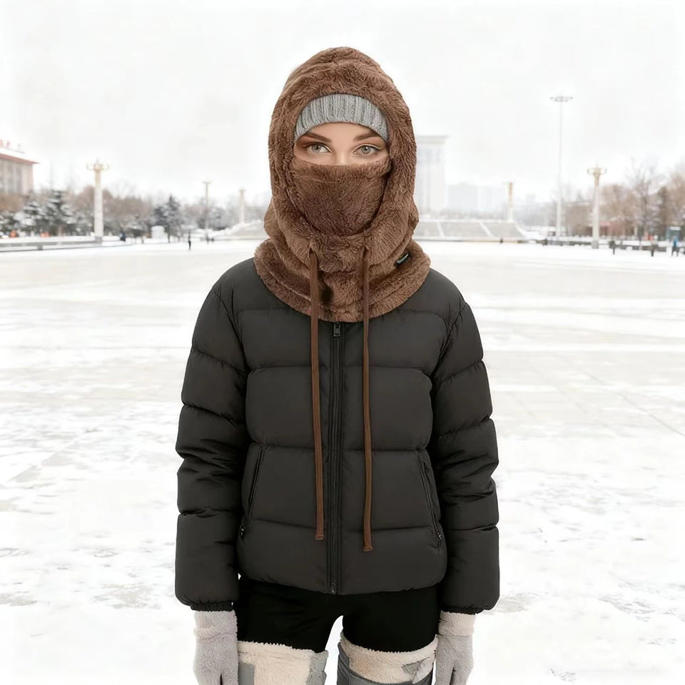 Winter Faux Fur Hat with Removable Face Mask – Windproof Cotton Trapper Hat for Men & Women (5 Colors)