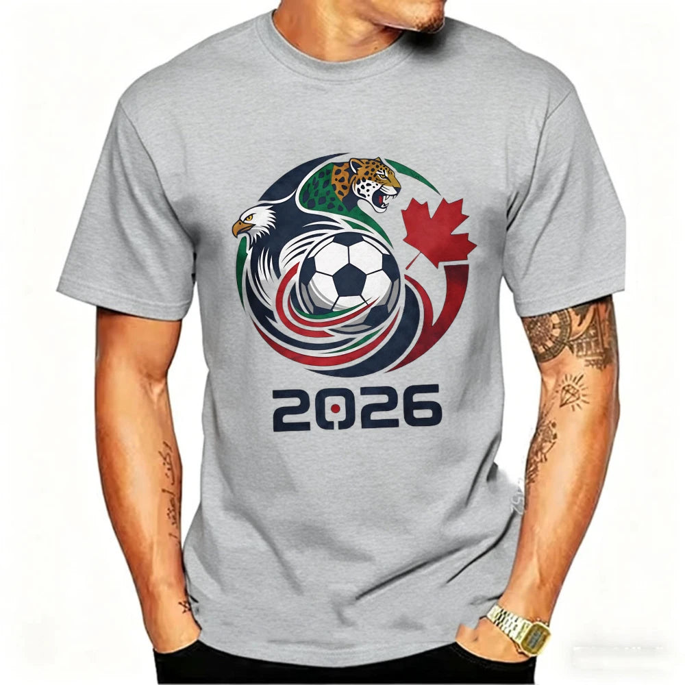 World Cup 2026 Soccer T-Shirt – USA Canada Mexico | Eagle & Jaguar Graphic Tee | XS to XXXL
