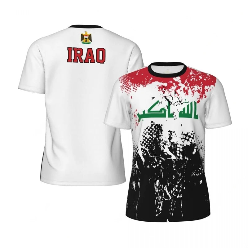 Iraq Flag Graphic Mens Football Jersey Fashion National Emblem 3D Printed Sports T Shirt Casual Oversized Breathable O Neck Tees