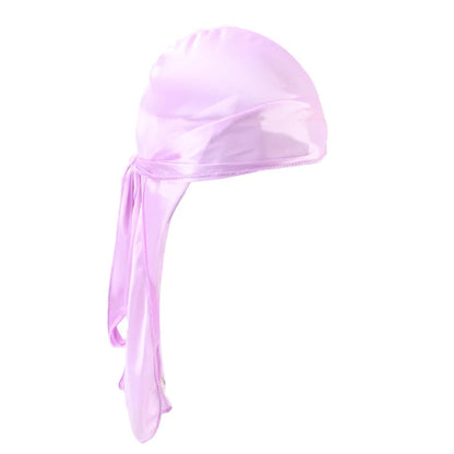 Unisex Silky Long Tail Durag Pirate Hat Turban Fashion Headwraps Cap Bandana Women Men Headwear Caps Hijab Hair Accessories  ﻿