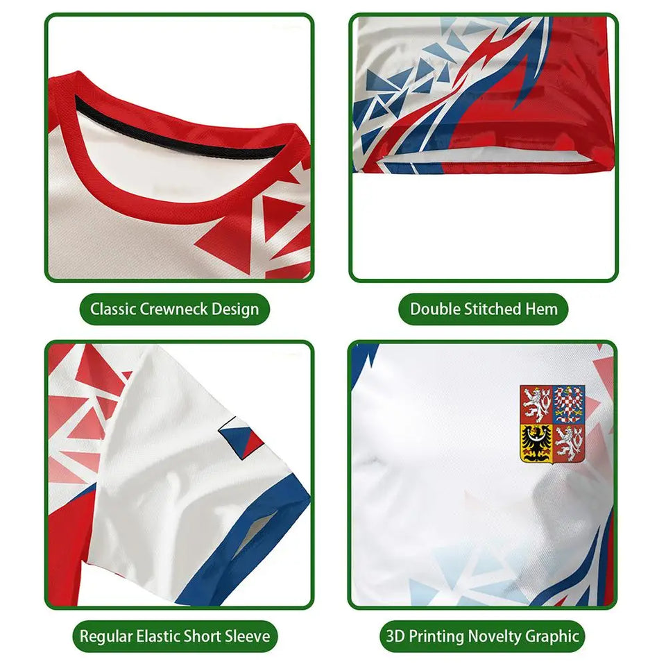 Czech Republic Flag T-Shirt – 3D Print Football Jersey | Unisex | XXS to 6XL