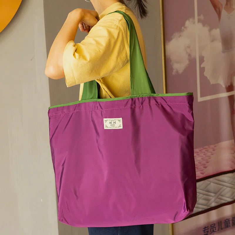 Reusable Home Shopping Bag – Foldable Drawstring Eco-Friendly Tote in 4 Colors (S & L)