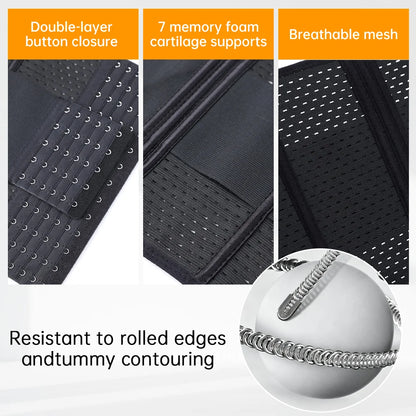 New Adjustable Waist Trainer for Women Double Belts Neoprene Corset with Zipper Workout Cincher for Tummy Control & Back Support