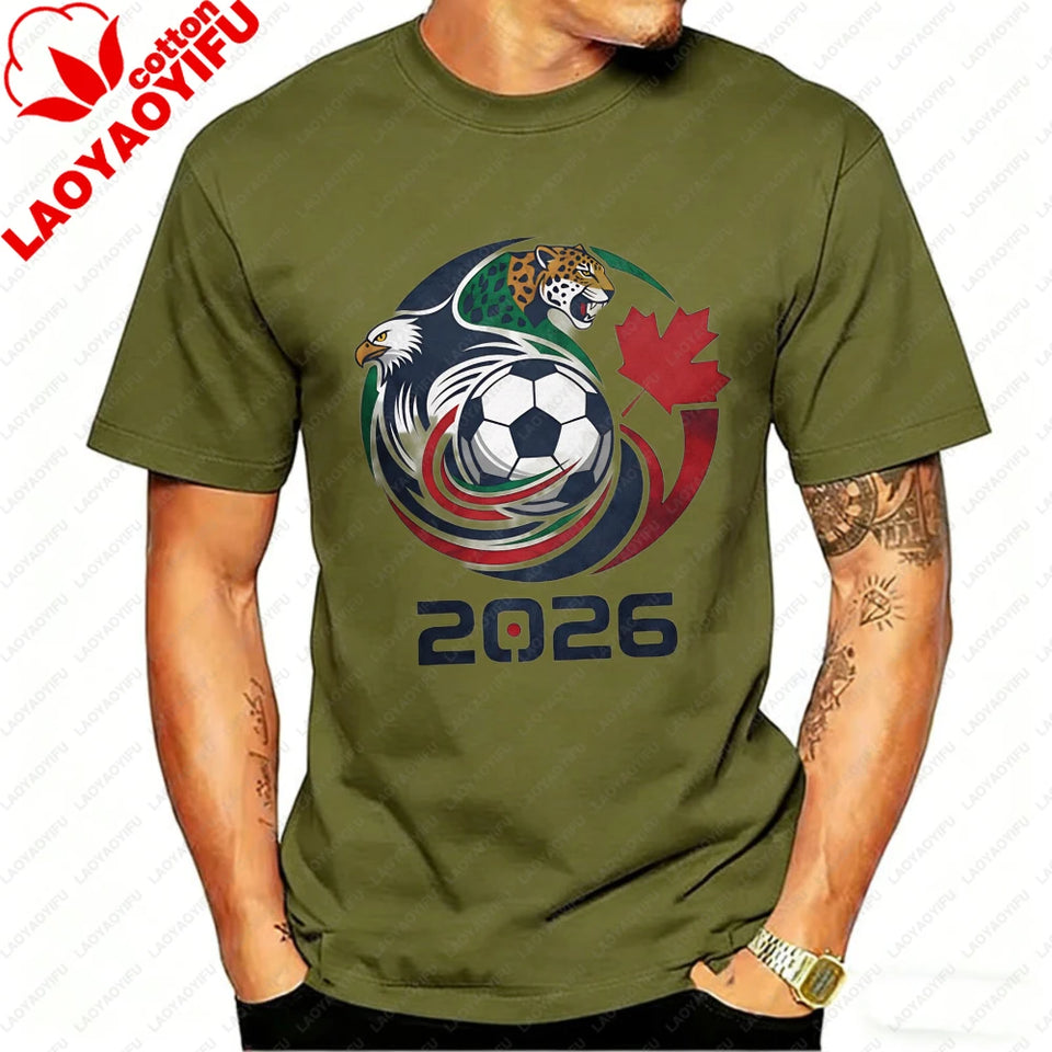 World Cup 2026 Soccer T-Shirt – USA Canada Mexico | Eagle & Jaguar Graphic Tee | XS to XXXL