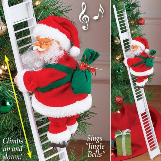 Décoration Père Noël grimpant sur échelle suspendue, ornement suspendu de Noël