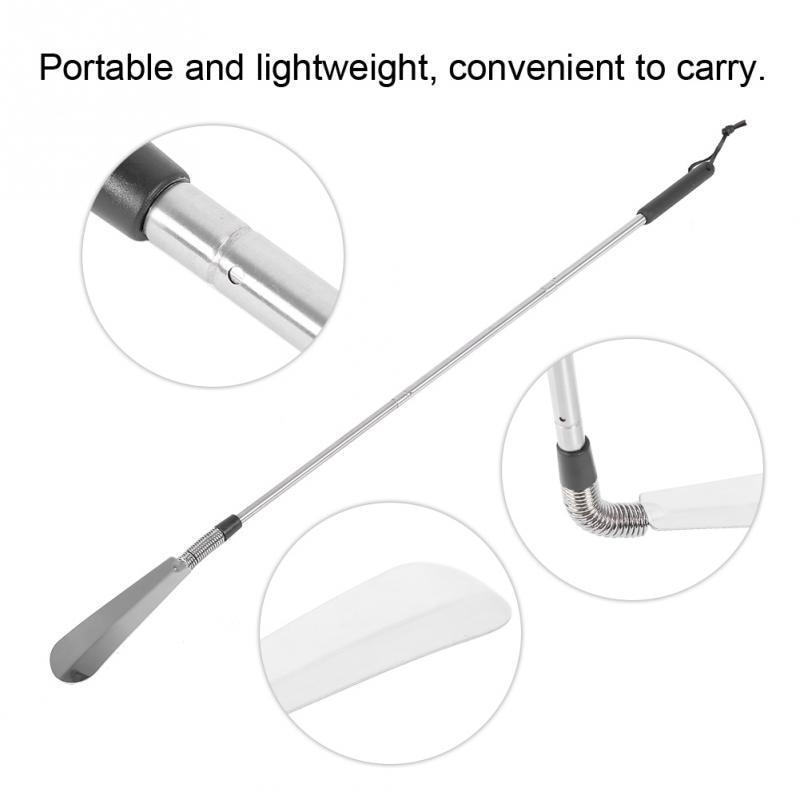 Telescopic shoe helper long handle shoe horn ergonomic grip handle detail