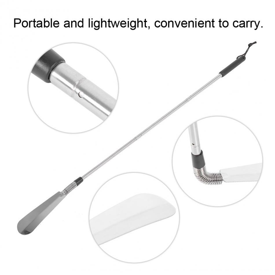 Telescopic shoe helper long handle shoe horn ergonomic grip handle detail